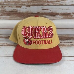 Mitchell & Ness 49ers Throwback XL Logo Snapback Hat Gold Scarlet Used